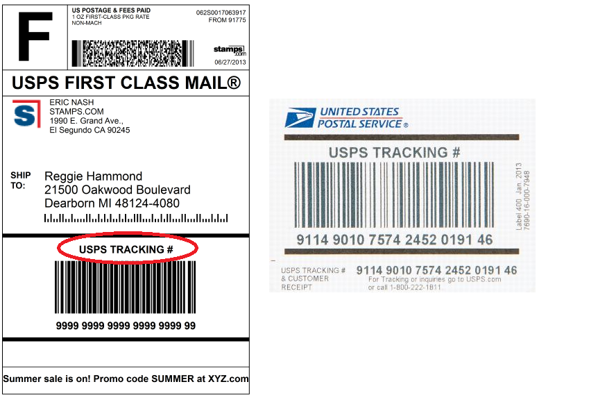 Usps Tracking Number Example On Receipt 4354