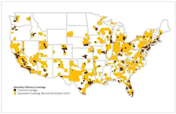 UPS Ground Includes Saturday Delivery in 122 Metro Areas At No