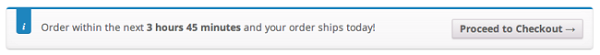 Example of a shipping deadline clock counting down inside a cart managed by WooCommerce.